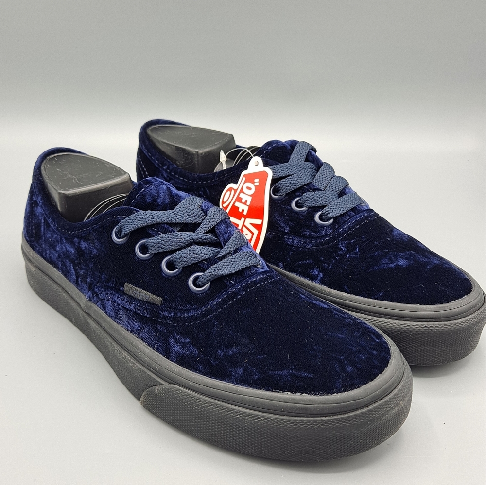 NEW Womens Vans Authentic Velvet Navy Blue Black Sneaker Shoes Size 5.5